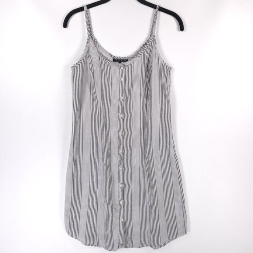 PERUVIAN CONNECTION Kenda Blue Stripe Cotton Button Down Shirt Dress Size 2